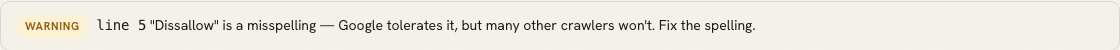Rule-before-group parser error from the Robots.txt Tester.
