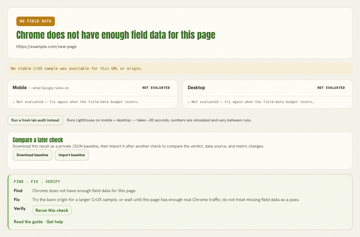 No field data with separate Lighthouse lab option.